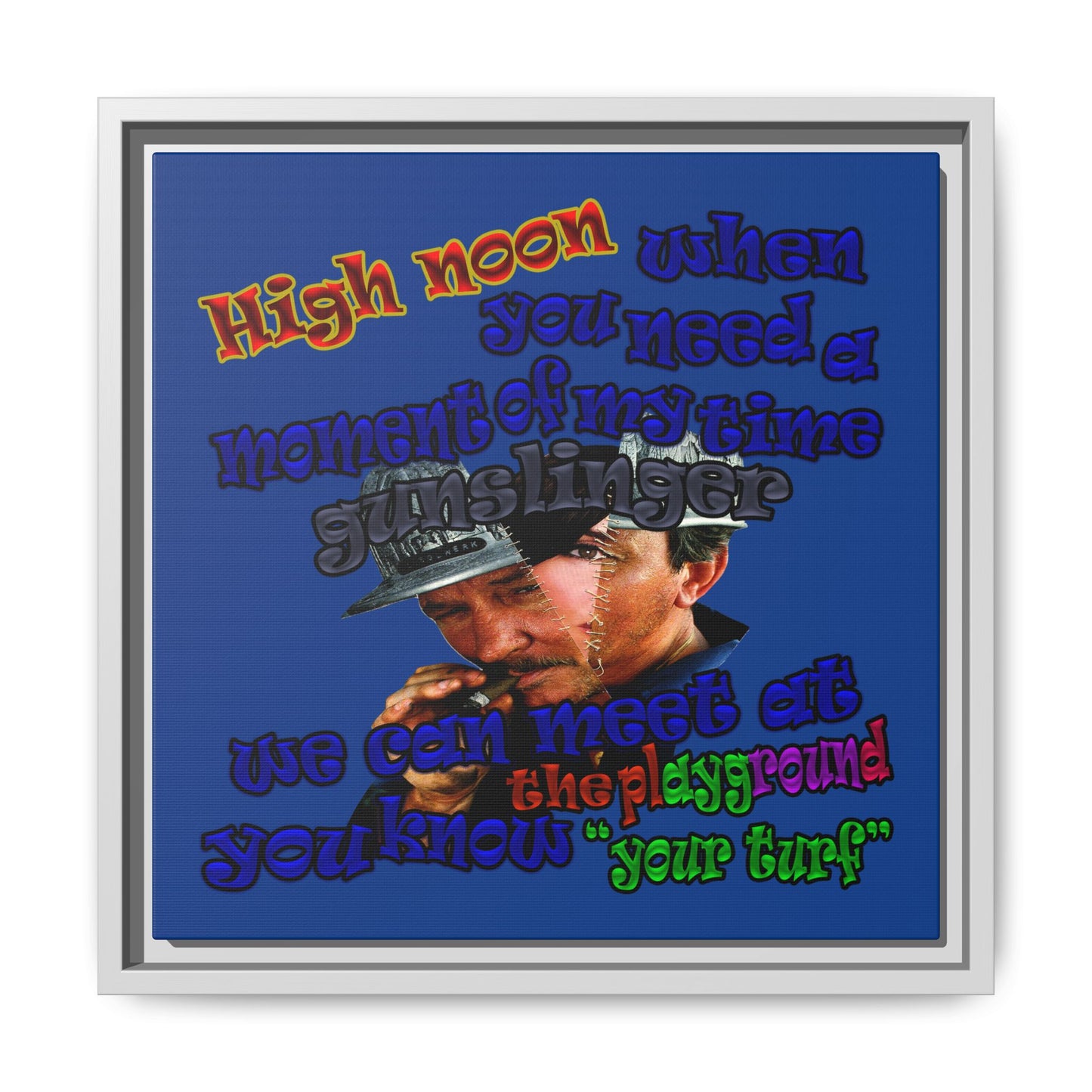 high noon - framed canvas art (dark blue)