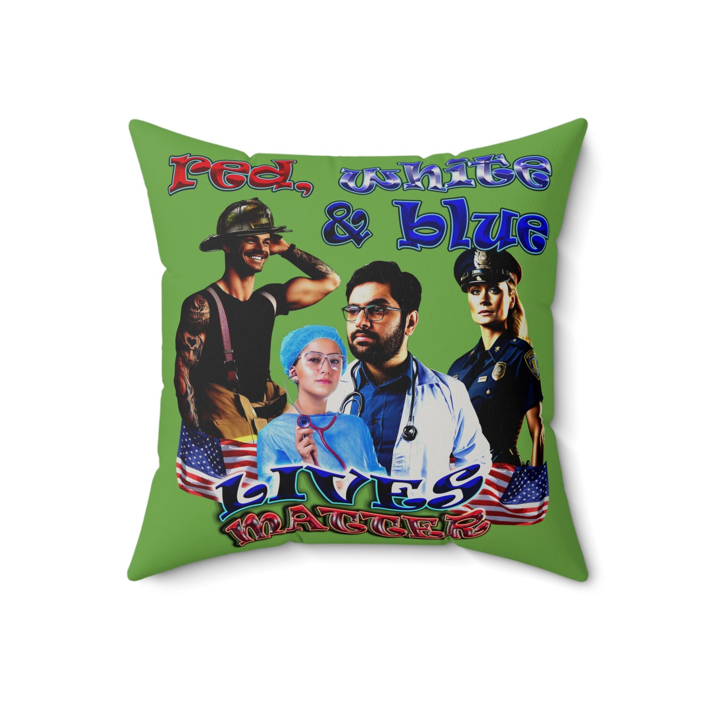 rw&b lives matter - Faux Suede Square Pillow - (green)