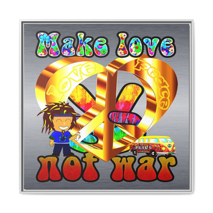 love peace - framed canvas art (brushed nickel)