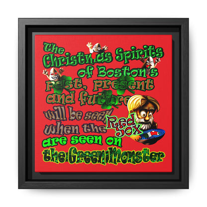 christmas spirits of boston - framed canvas art (red)