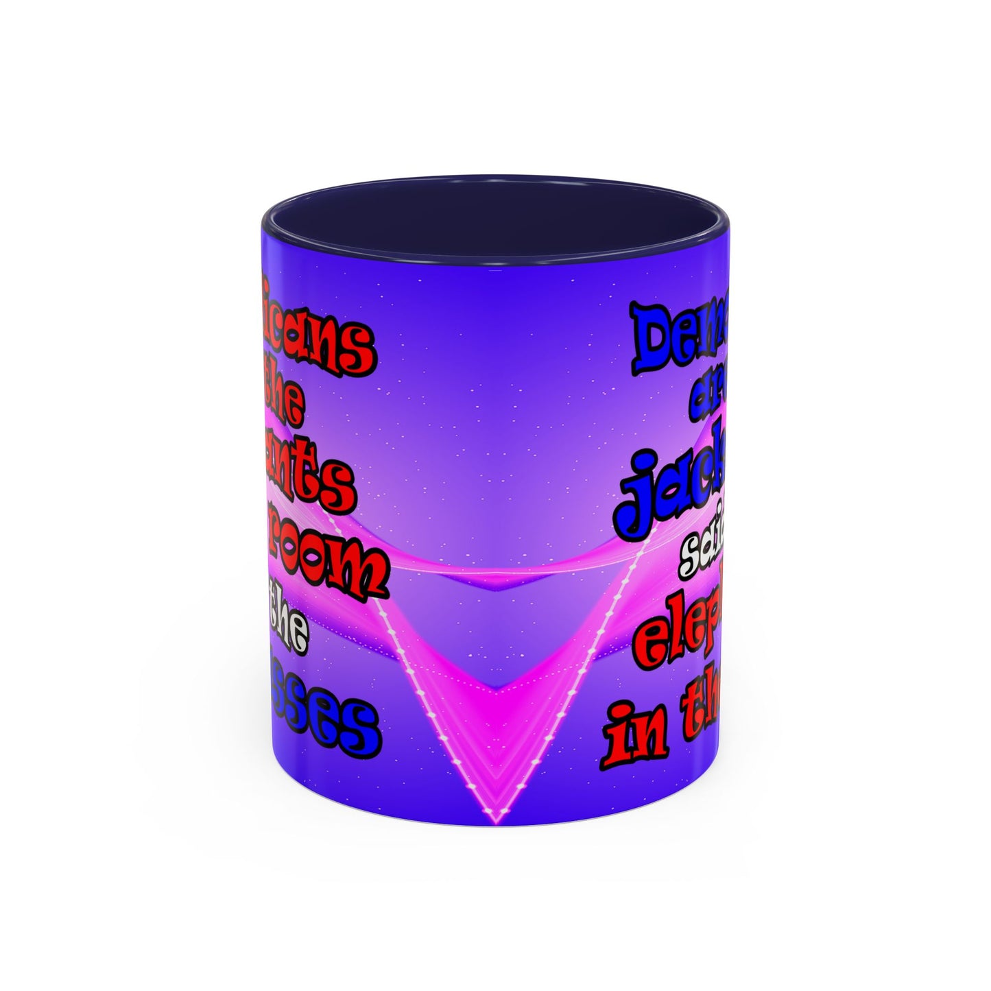 donkeys and elephants - Accent Mug (purple-pink wave)