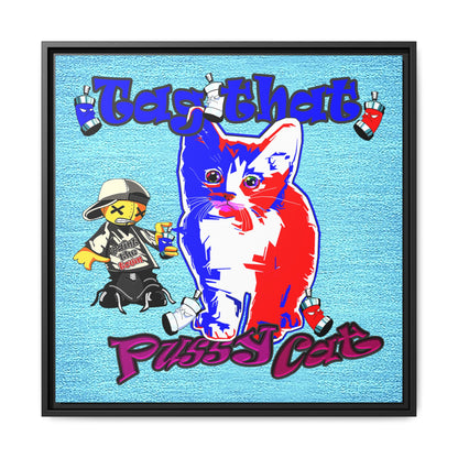 tag that - framed canvas art (faded blue)