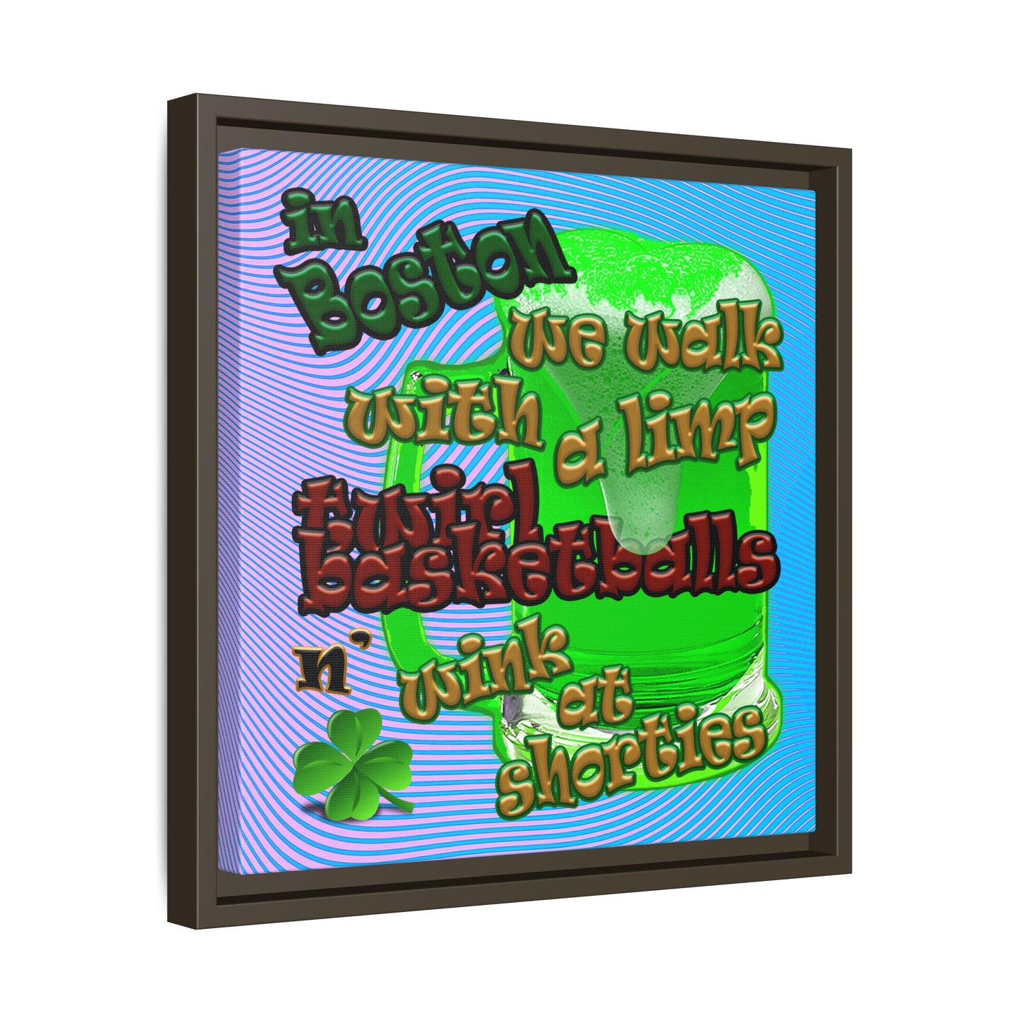 celtics logo - framed canvas art (light blue-purple wave)