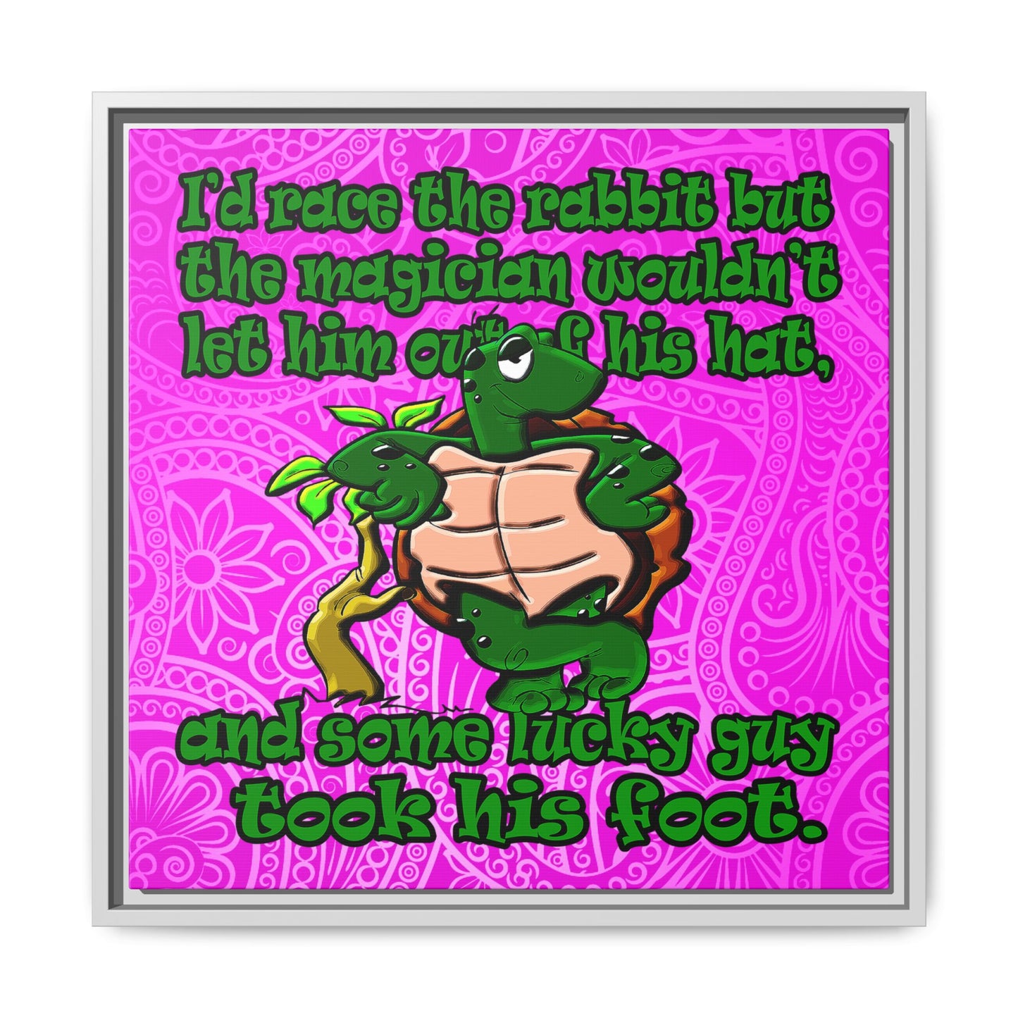 turtle race - framed canvas art (pink swirl)