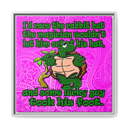 turtle race - framed canvas art (pink swirl)