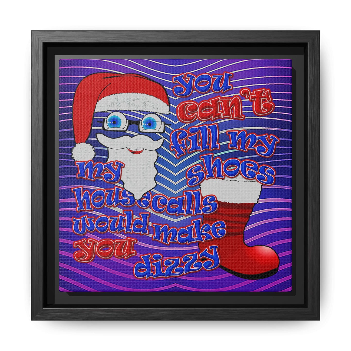 santa's shoes - framed canvas art (purple wave)