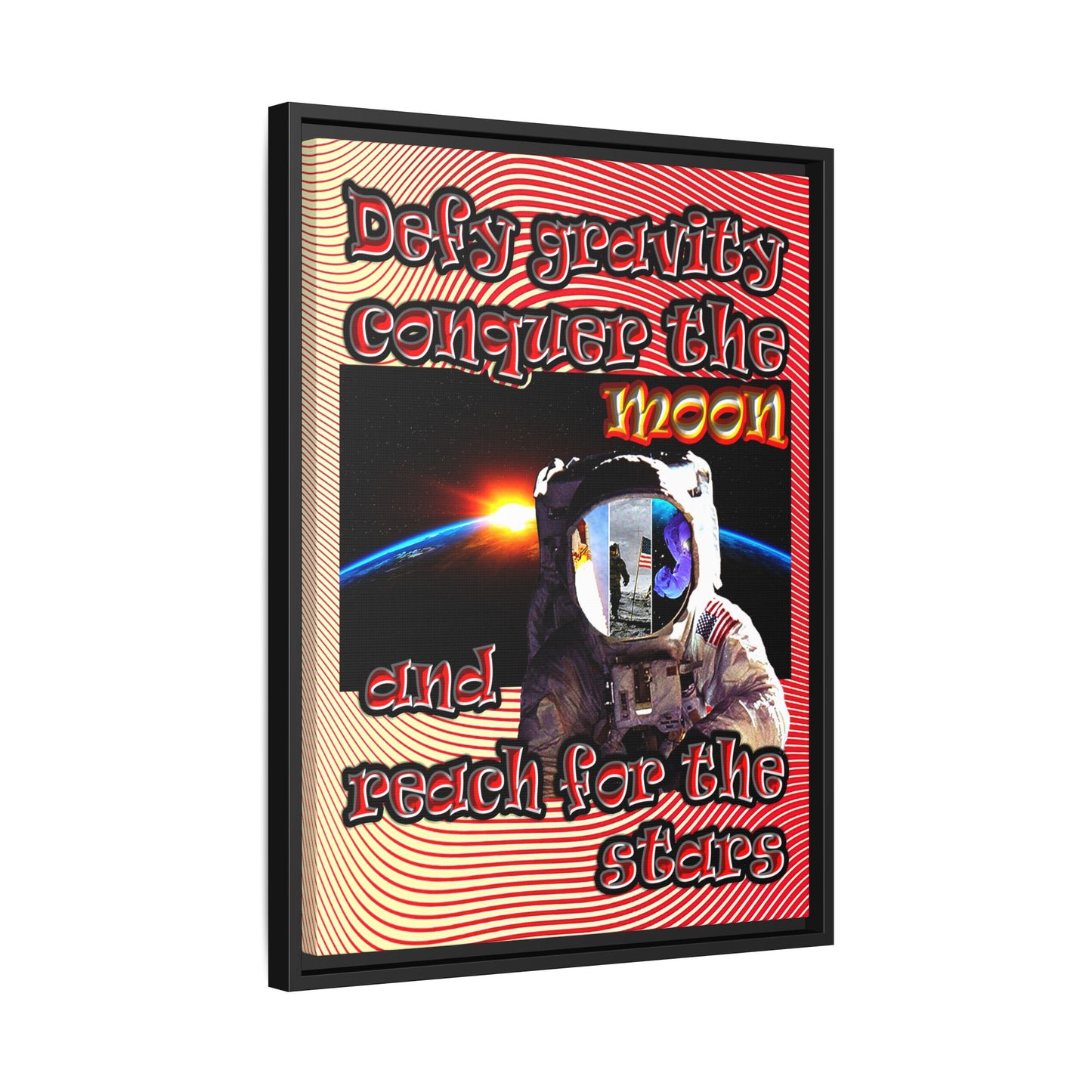 defy conquer reach - framed canvas art (yellow-orange wave)