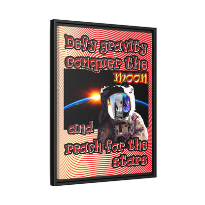 defy conquer reach - framed canvas art (yellow-orange wave)