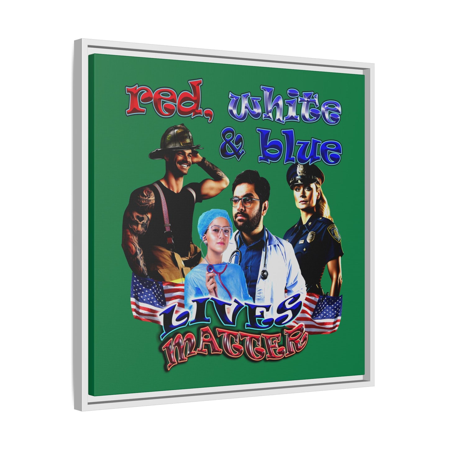 rw&b lives matter - framed canvas art (dark green)