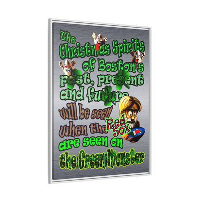 christmas spirits of boston - framed canvas art (brushed nickel)