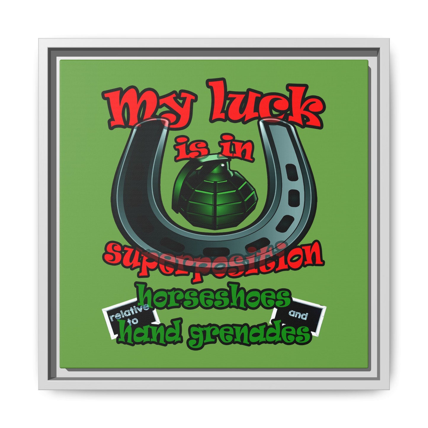 my luck - framed canvas art (green)