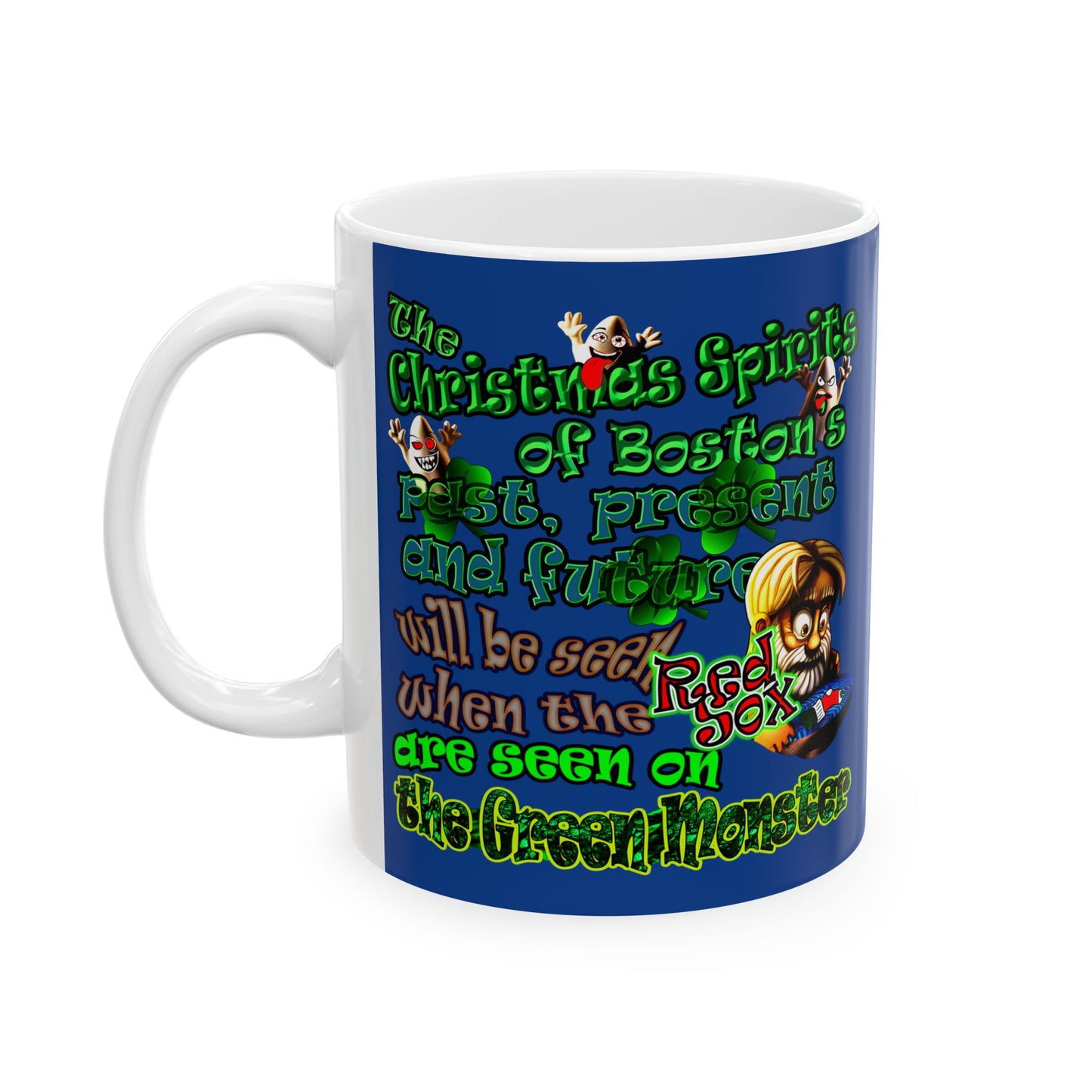 christmas spirits of boston - White Mug (dark blue)