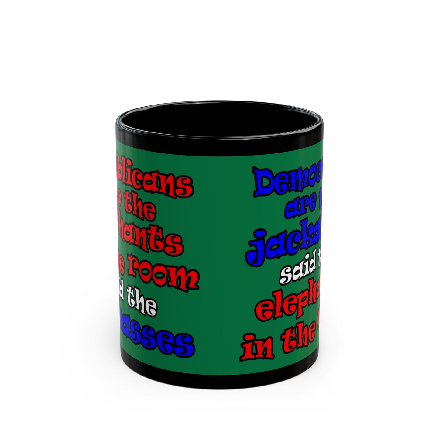donkeys and elephants - Black Mug (dark green)