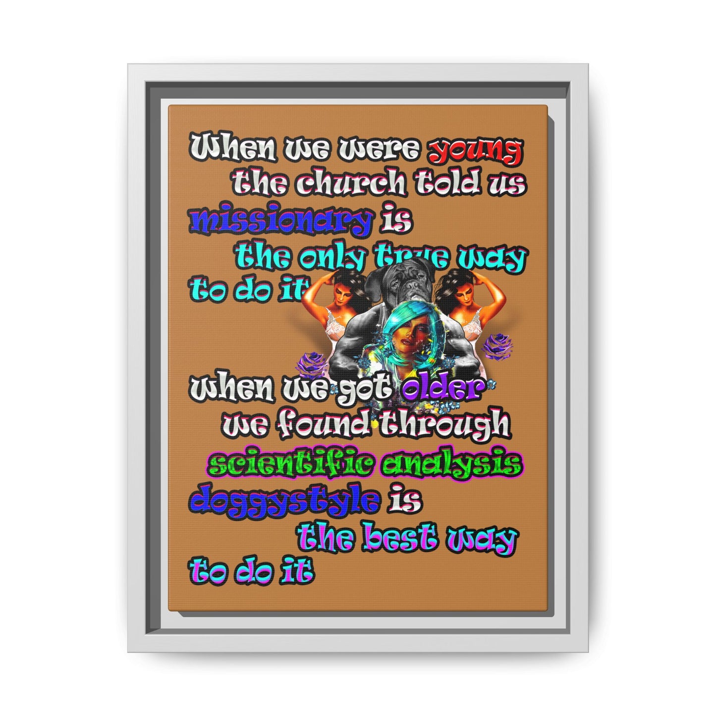 doggystyle - framed canvas art (light brown)