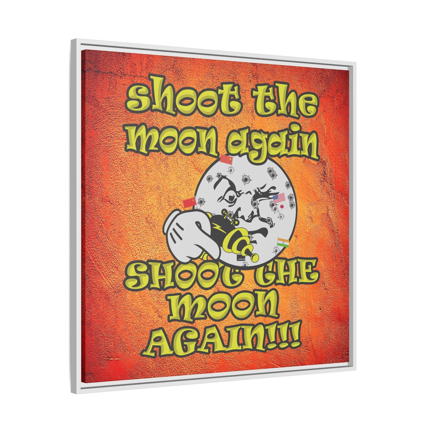 shoot the moon again - framed canvas art (burnt orange)