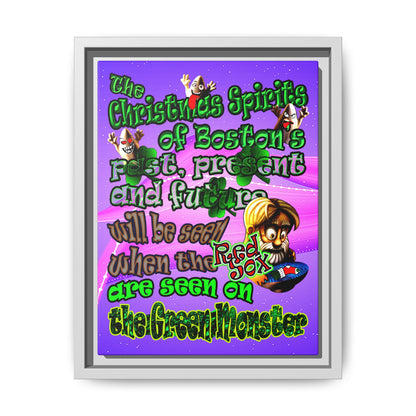 christmas spirits of boston - framed canvas art (purple-pink wave)