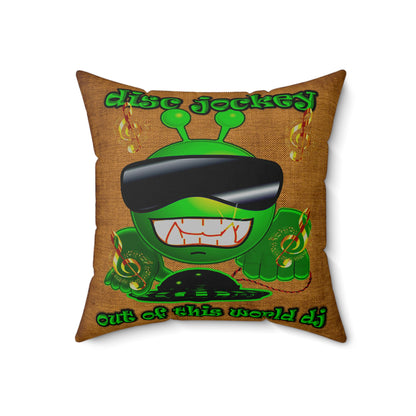 disc jockey - Spun Polyester Square Pillow - (dichromatic brown papyrus)