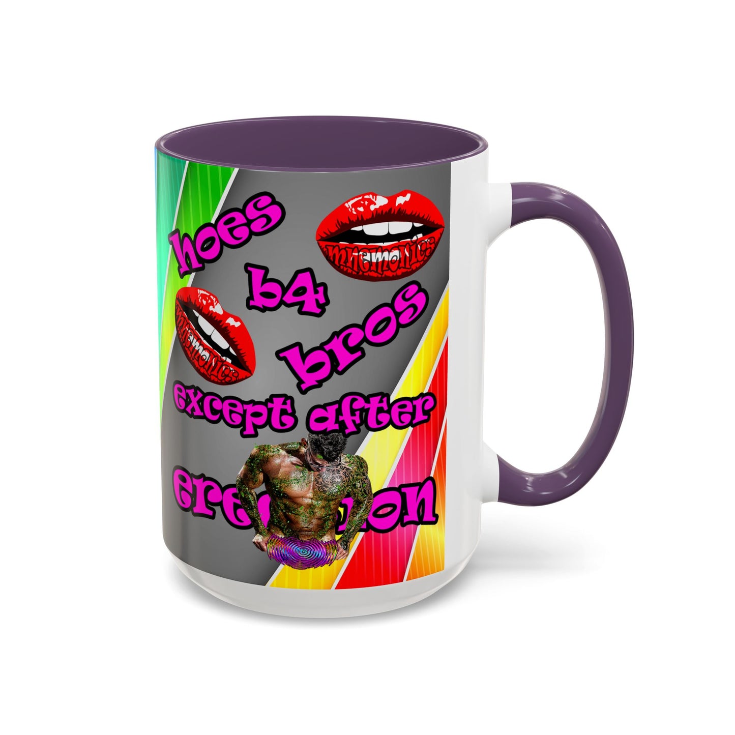 hoes b4 bros - Accent Mug (rainbow split)