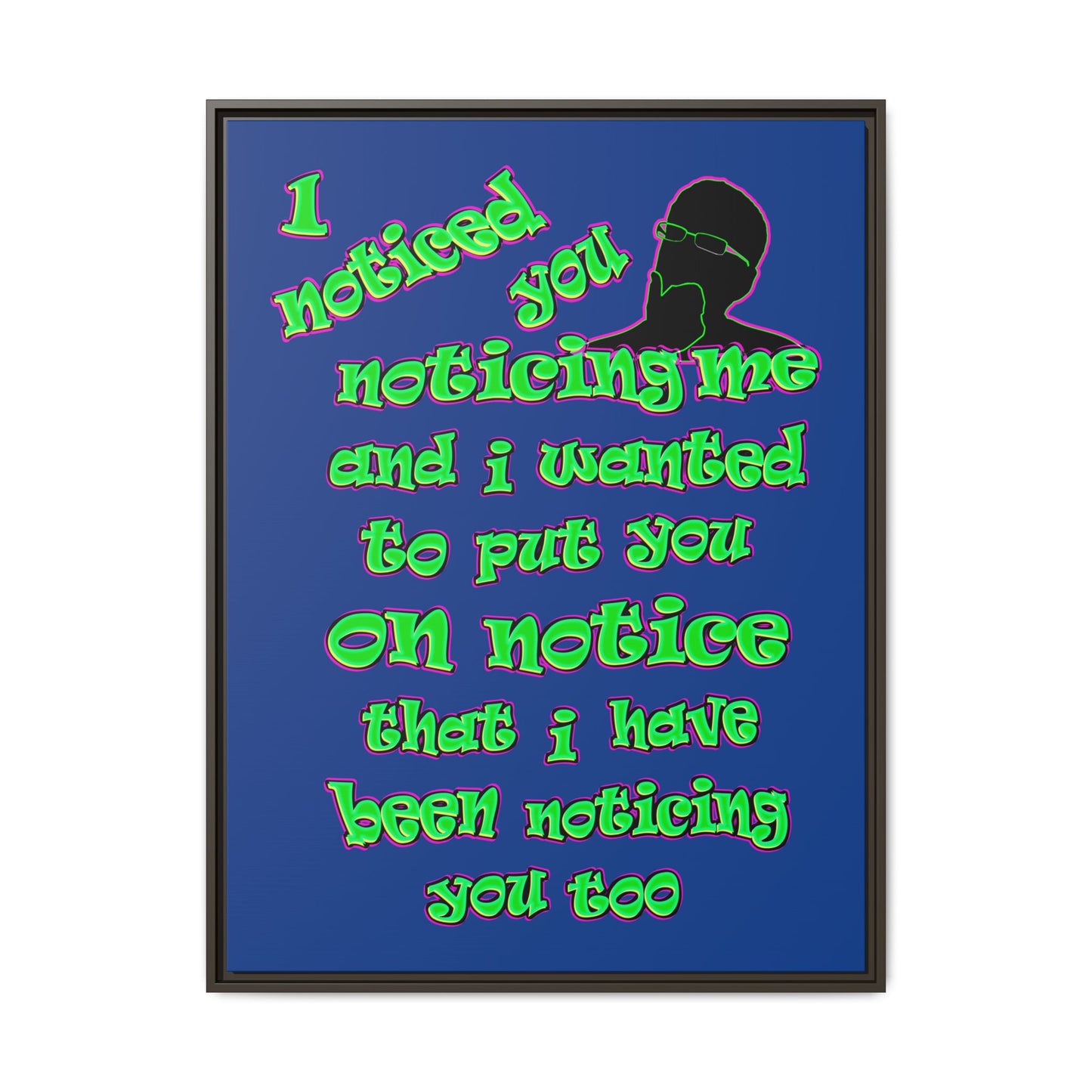 noticed you noticing - framed canvas art (dark blue)