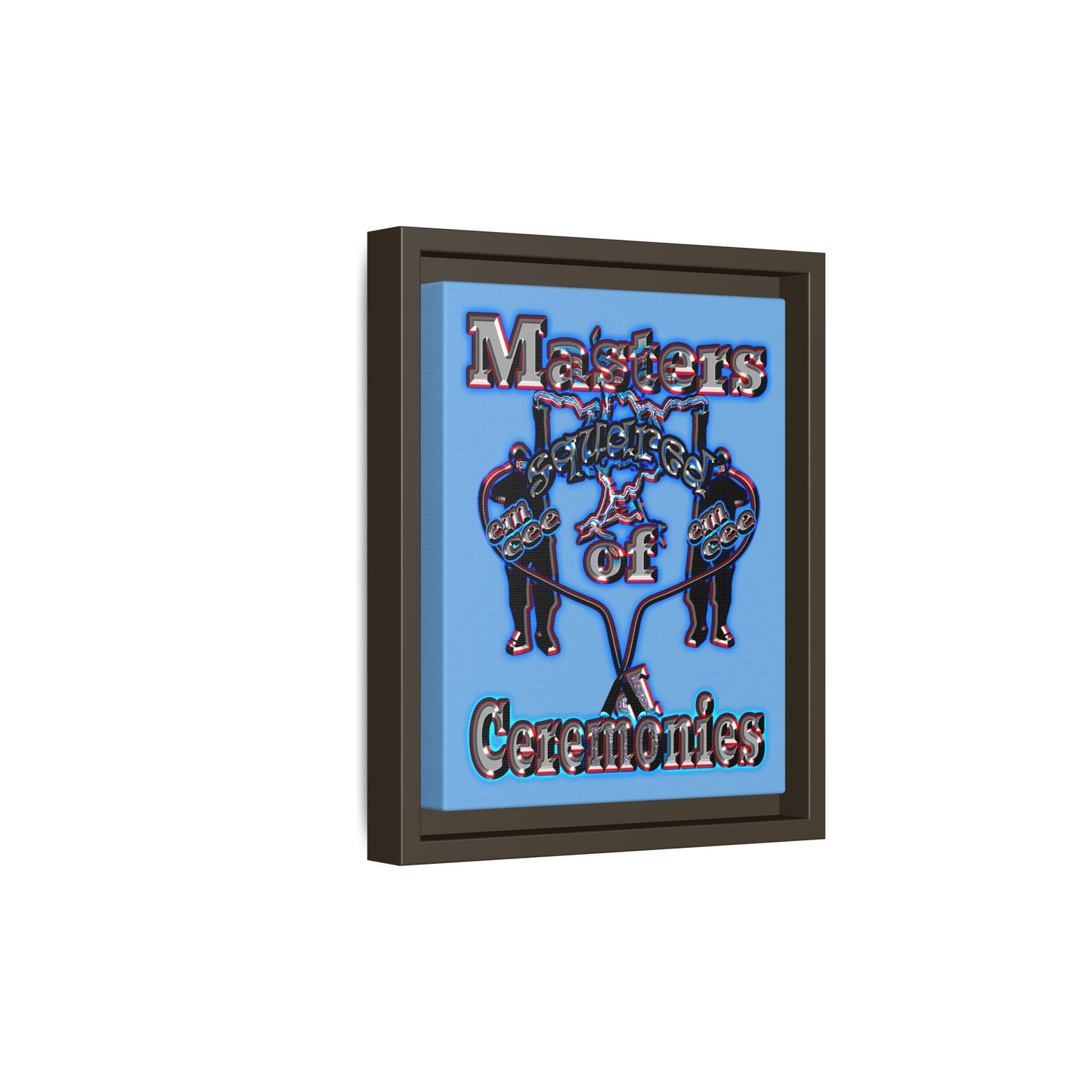 em cee squared - framed canvas art (light blue)