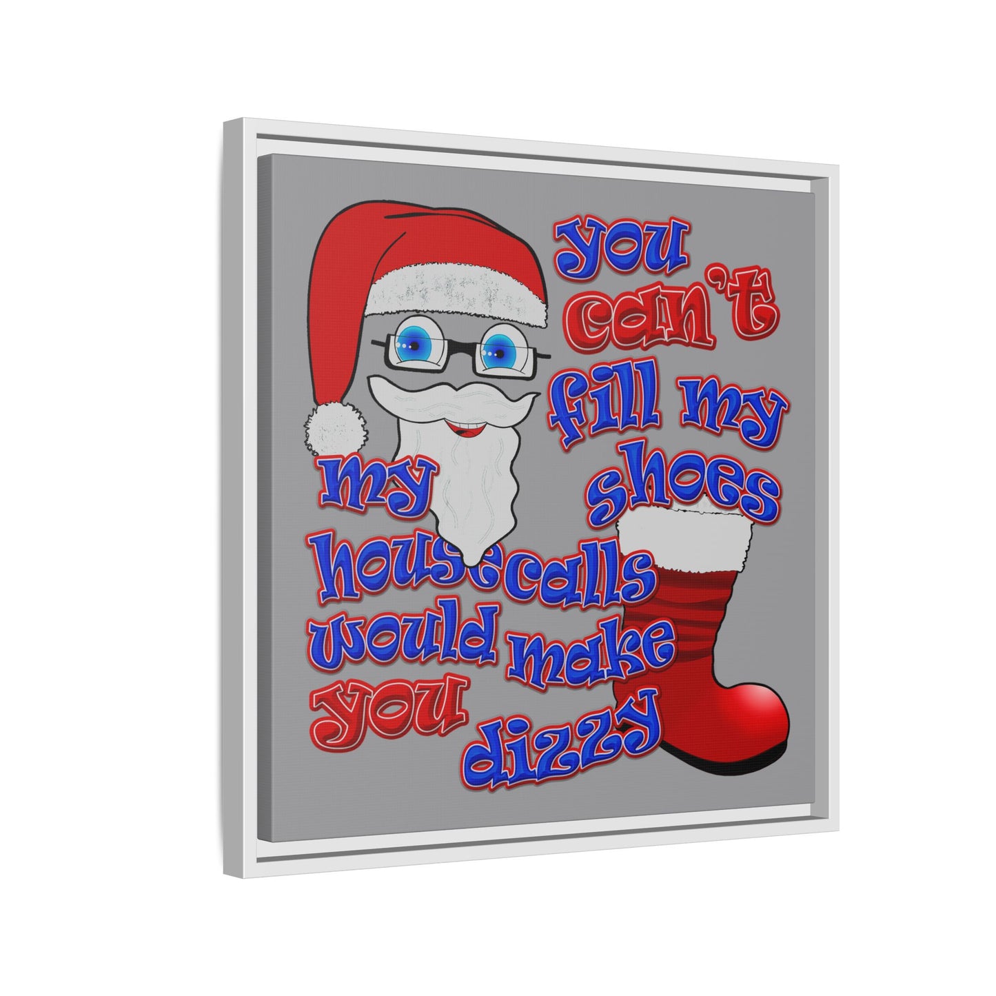 santa's shoes - framed canvas art (grey)