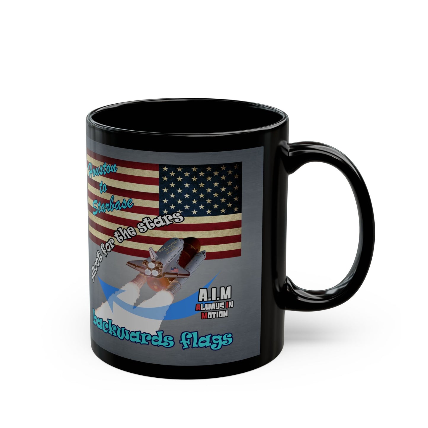 shoot for the stars - Black Mug (grey-light grey)
