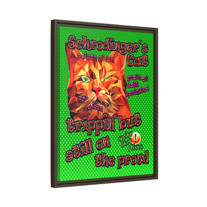 schrodinger's cat - framed canvas art (logo green)