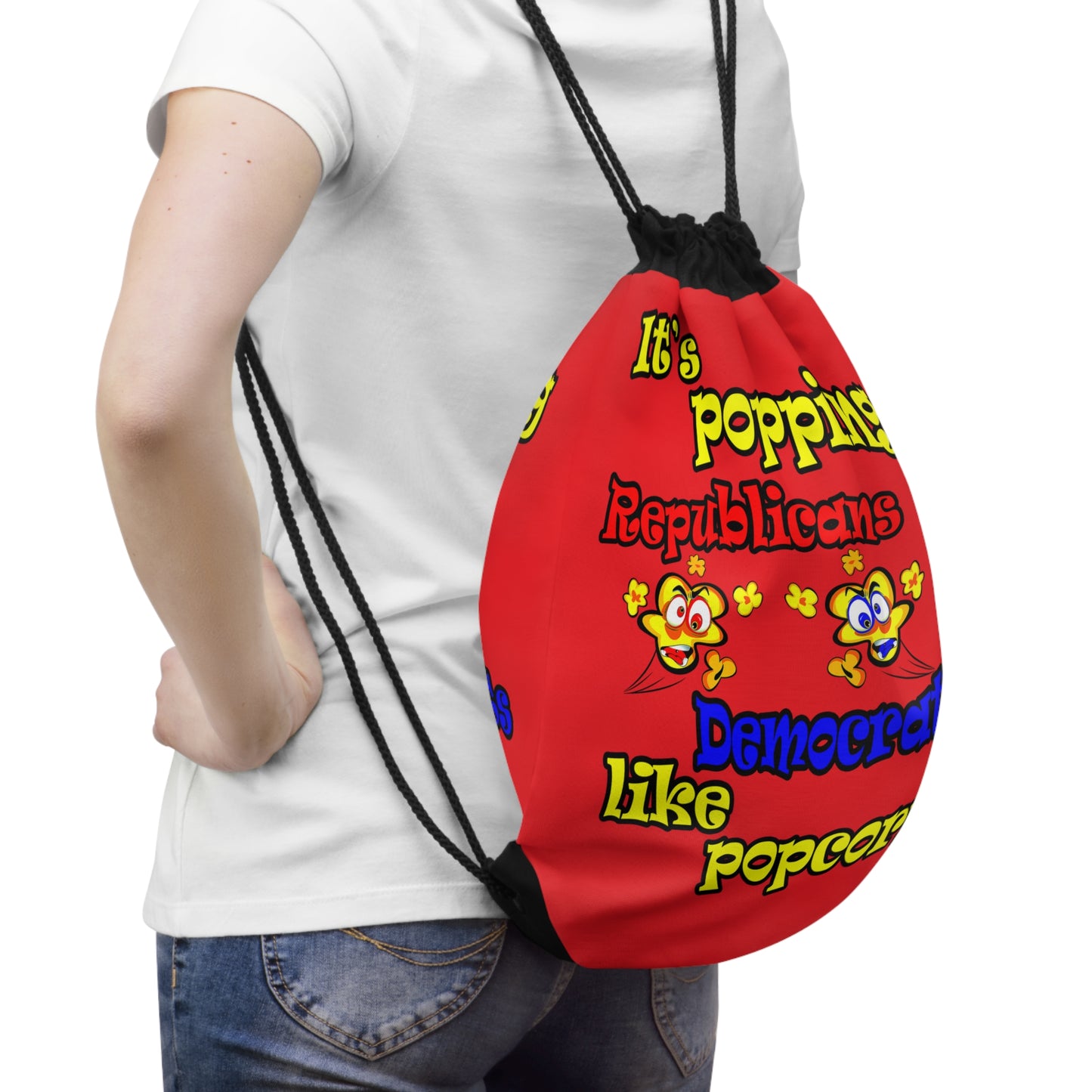 popping like popcorn - Drawstring Bag (red)