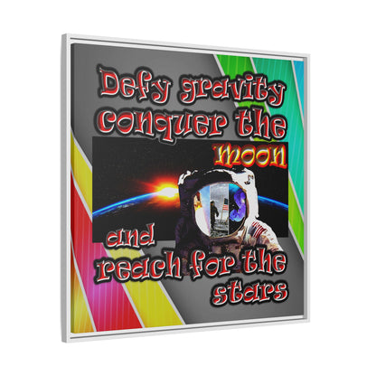 defy conquer reach - framed canvas art (rainbow split)
