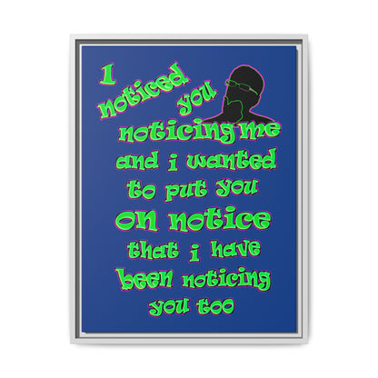 noticed you noticing - framed canvas art (dark blue)