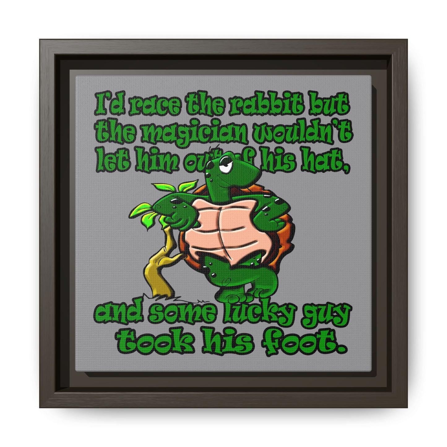 turtle race - framed canvas art (grey)