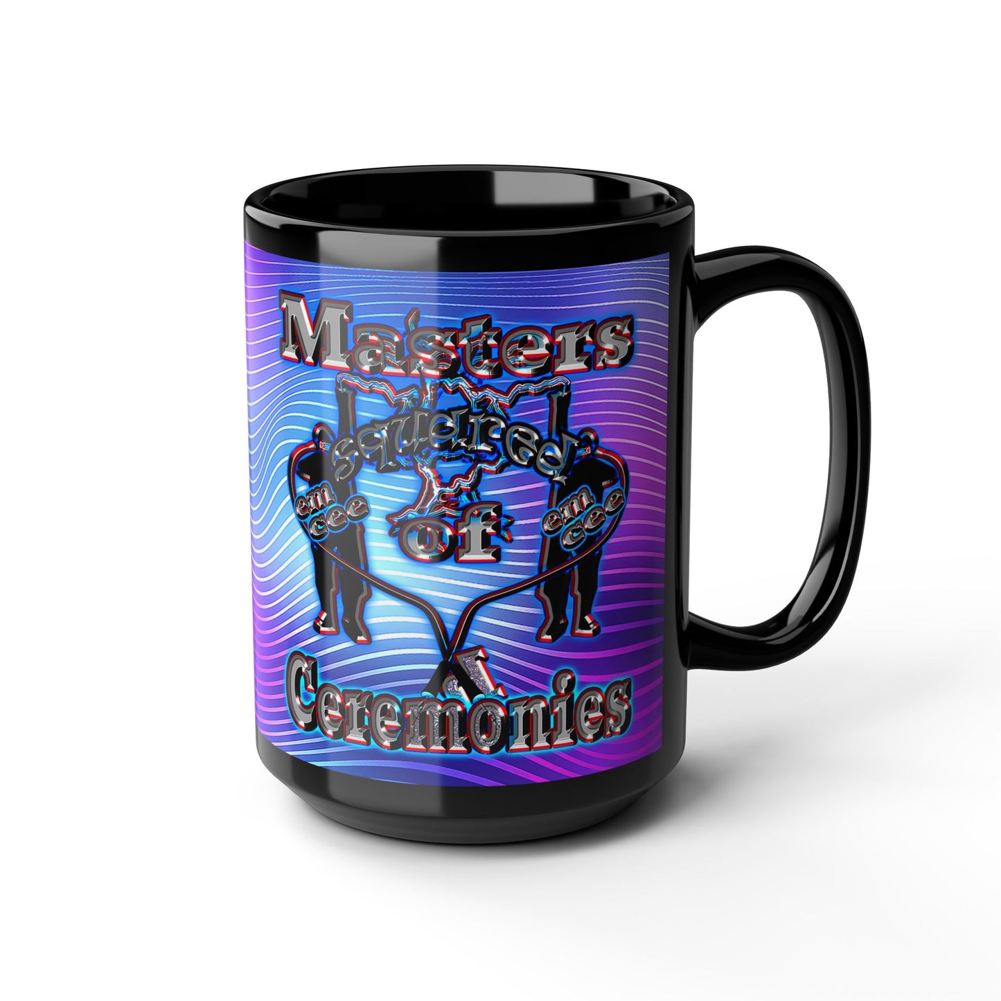 em cee squared - Black Mug (purple wave)