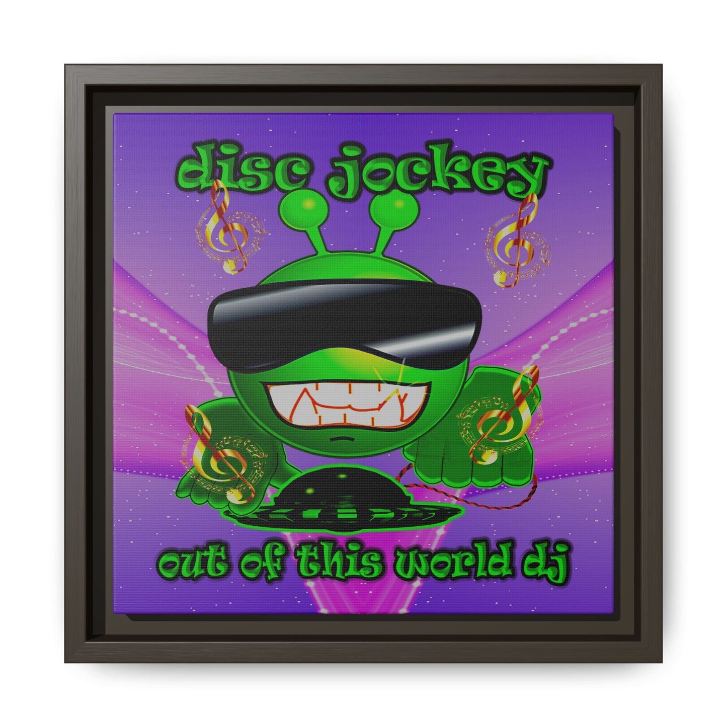 disc jockey - framed canvas art (purple-pink wave)