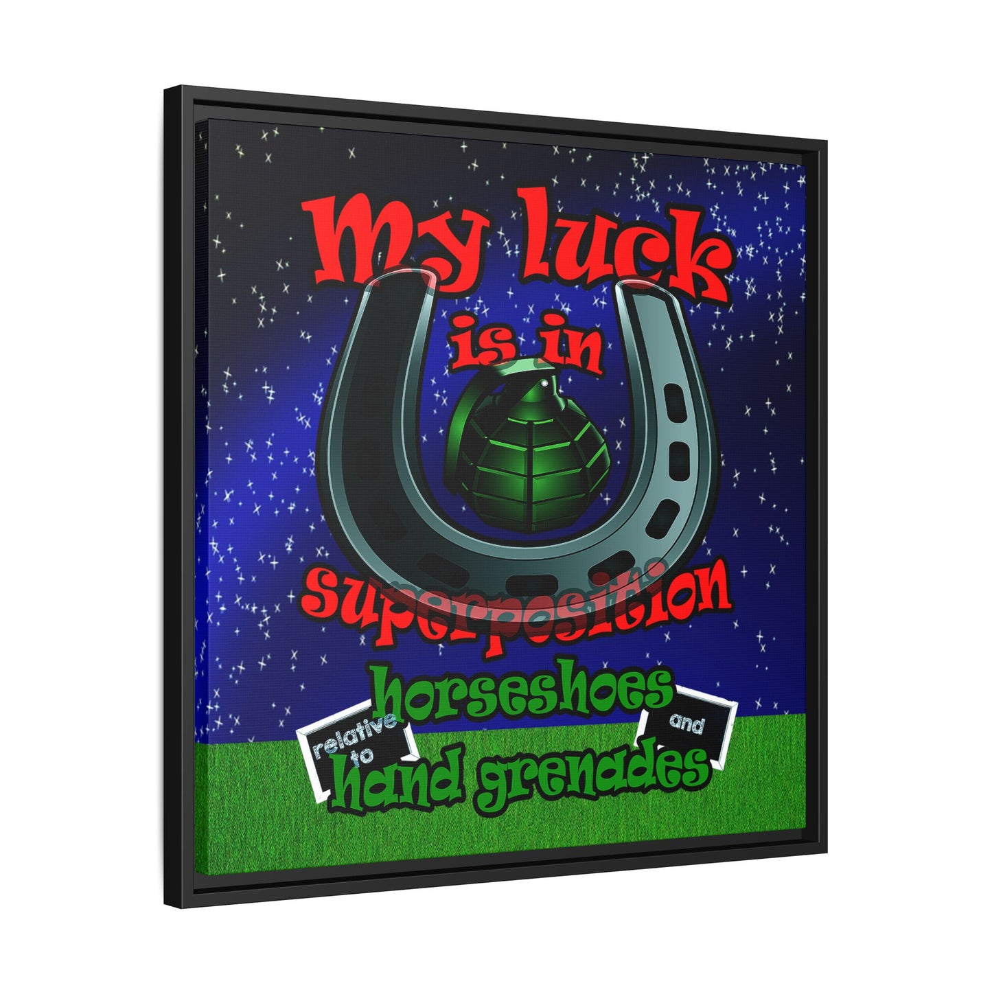 my luck - framed canvas art ('snoops' background)