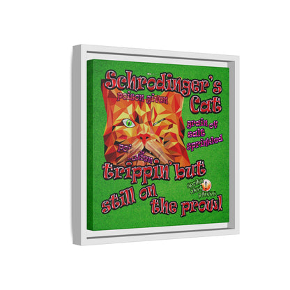 schrodinger's cat - framed canvas art (green turf)