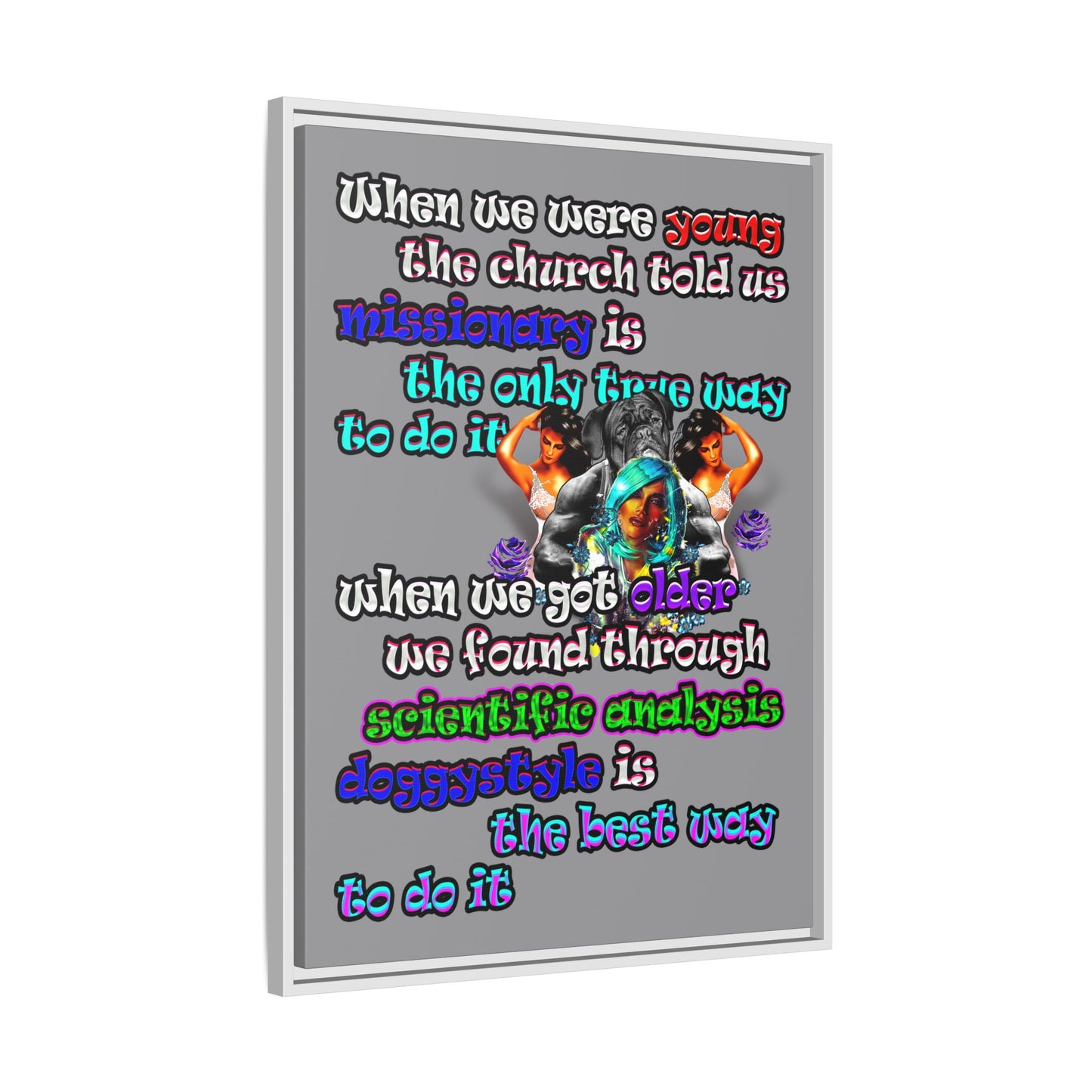 doggystyle - framed canvas art (grey)