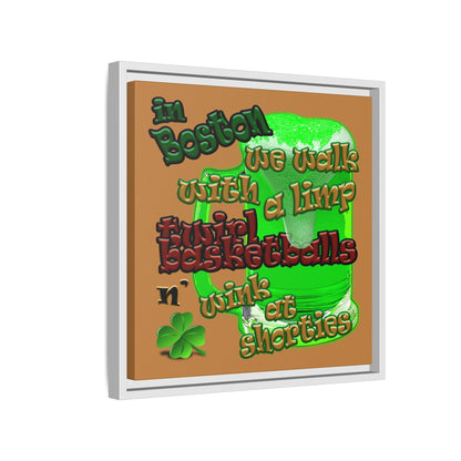 celtics logo - framed canvas art (light brown)