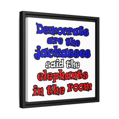 donkeys and elephants - framed canvas art (white)