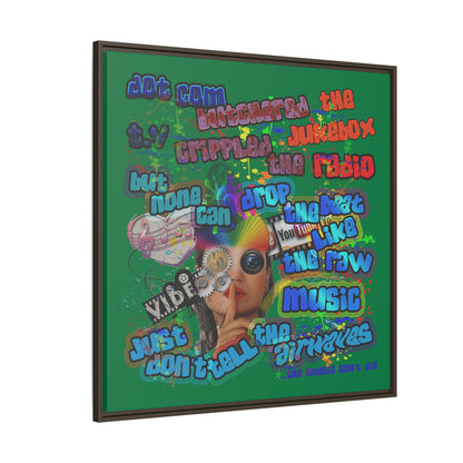 drop the beat - framed canvas art (dark green)