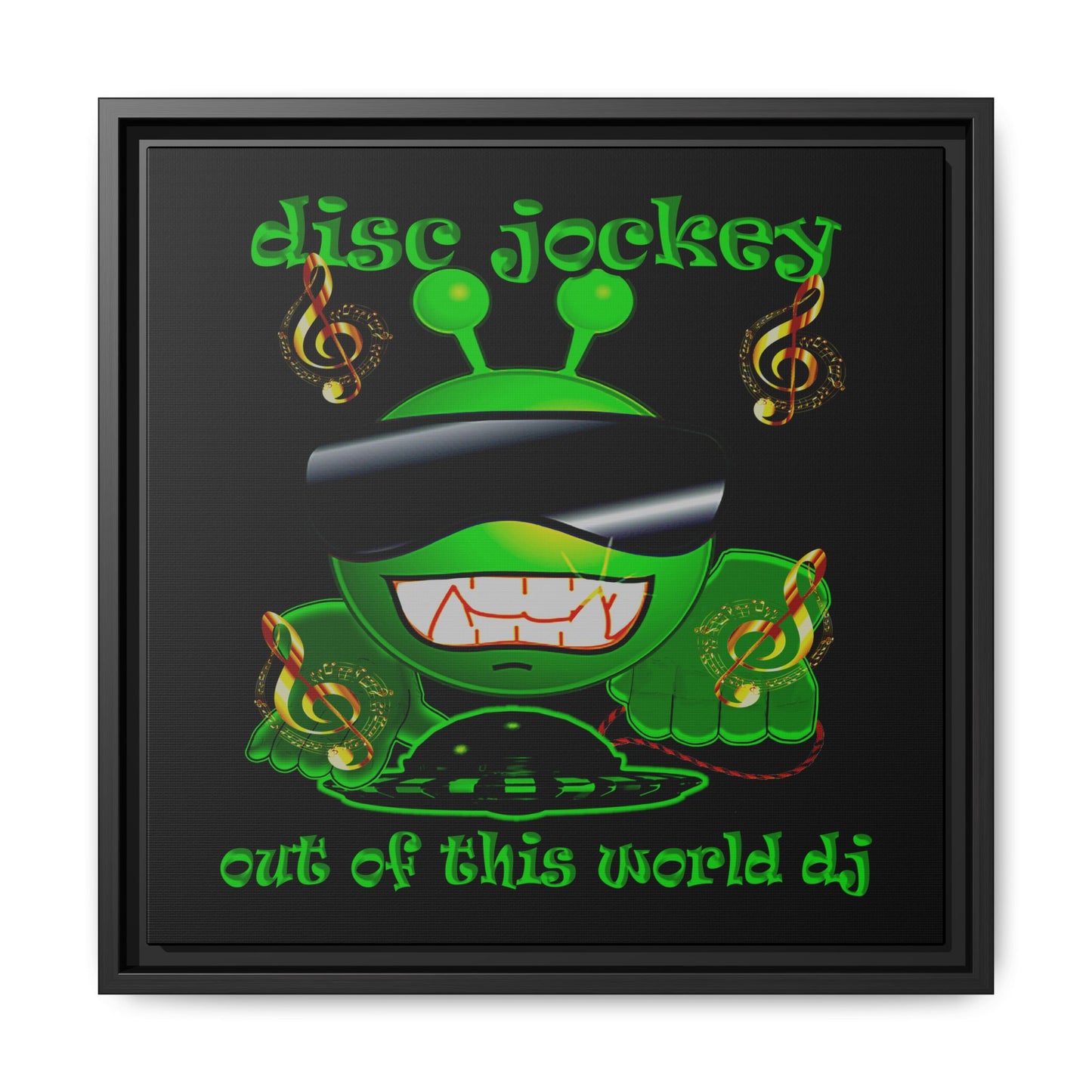 disc jockey - framed canvas art (black)