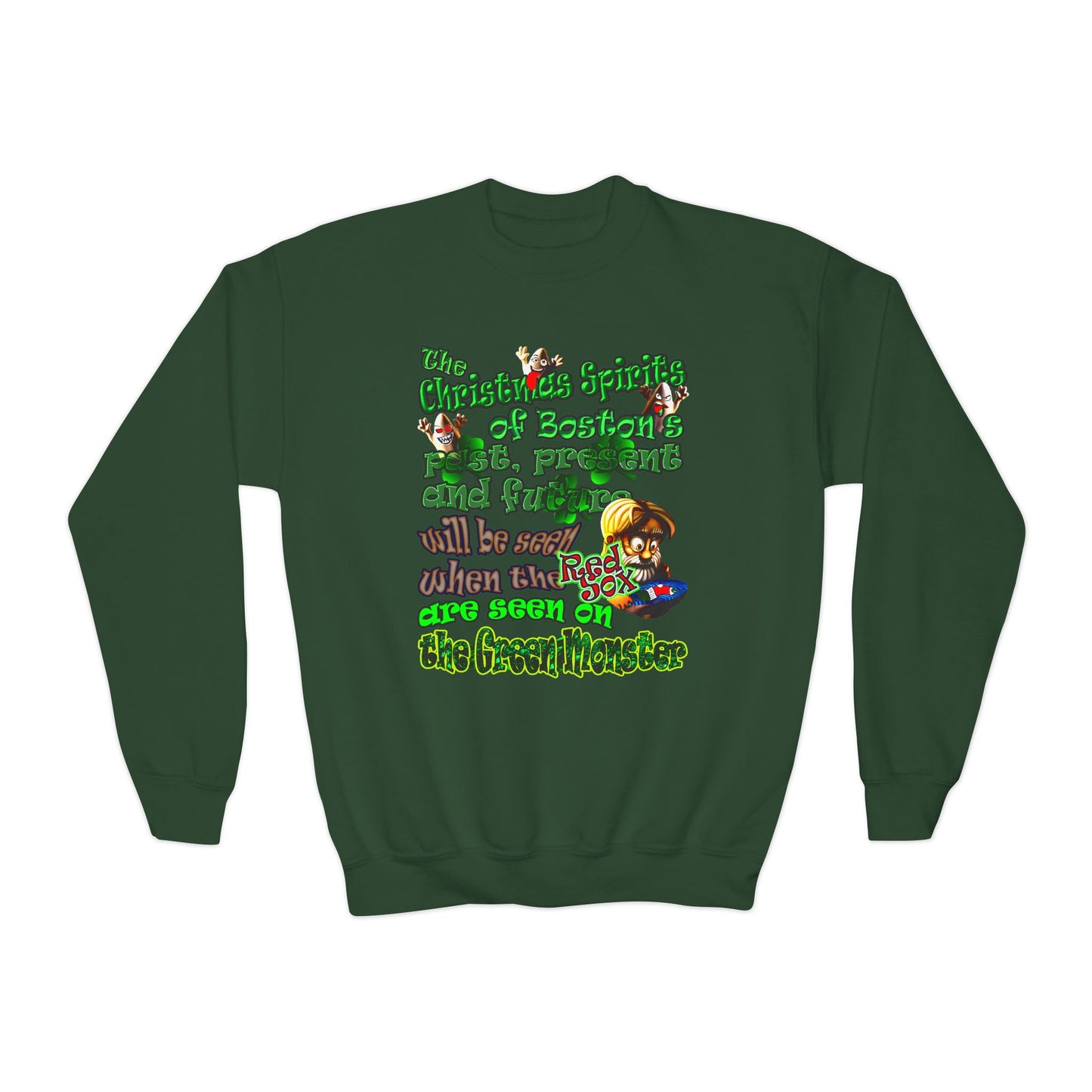 christmas spirits of boston - Youth Crewneck Sweatshirt