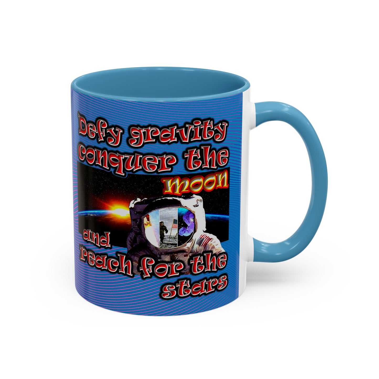defy conquer reach - Accent Mug (light blue-purple wave)