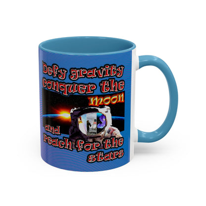 defy conquer reach - Accent Mug (light blue-purple wave)