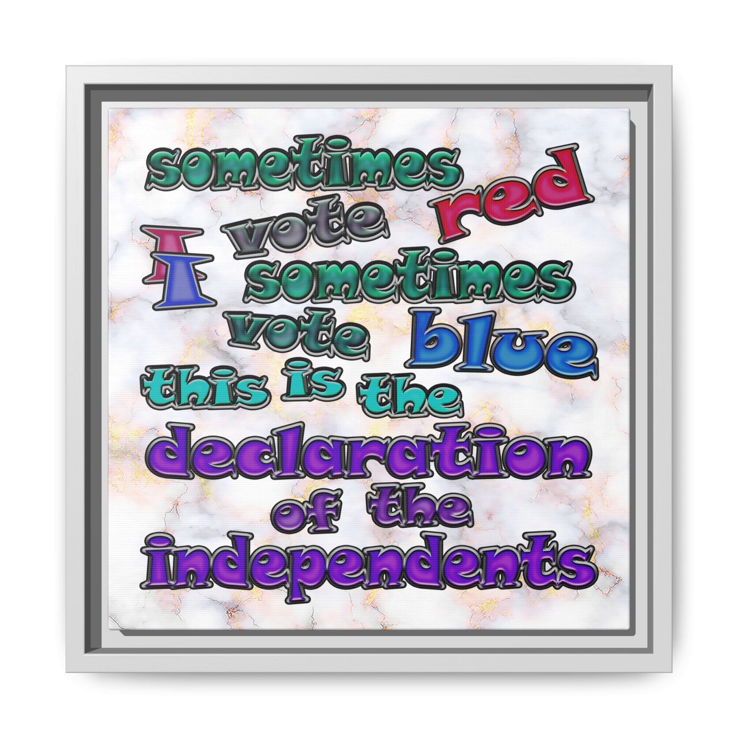 declaration of the independents - framed canvas art (white marble)