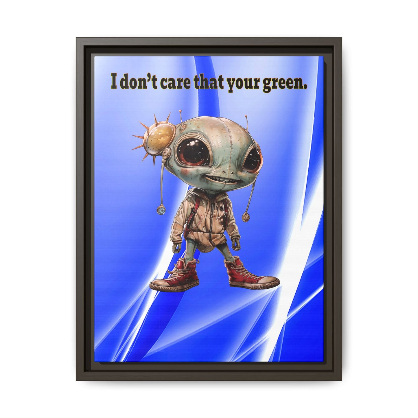 I don't care that your green - framed canvas art (blue-white wave)