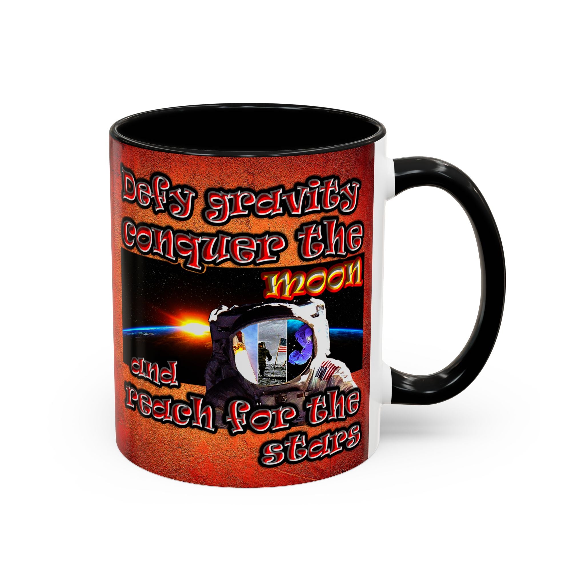 defy conquer reach - Accent Mug (burnt orange)