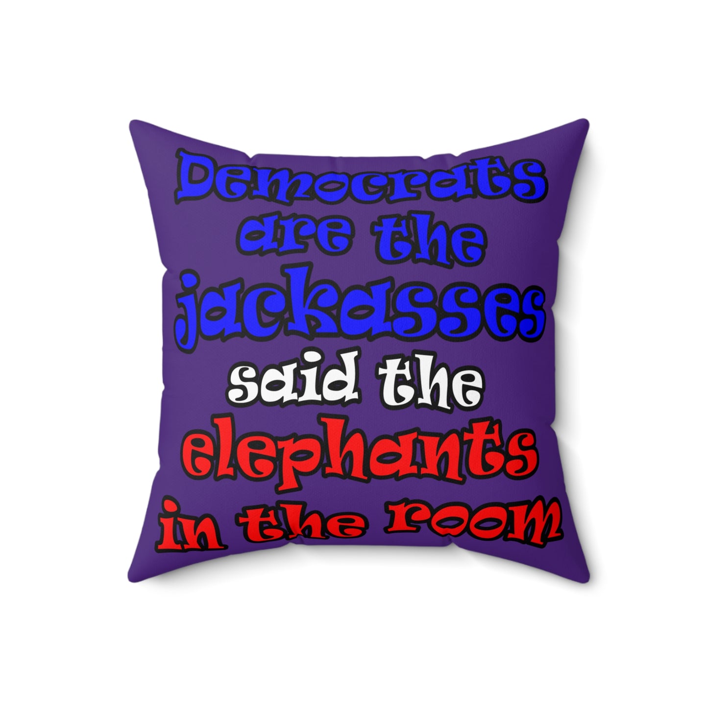 donkeys and elephants - Spun Polyester Square Pillow - (purple)