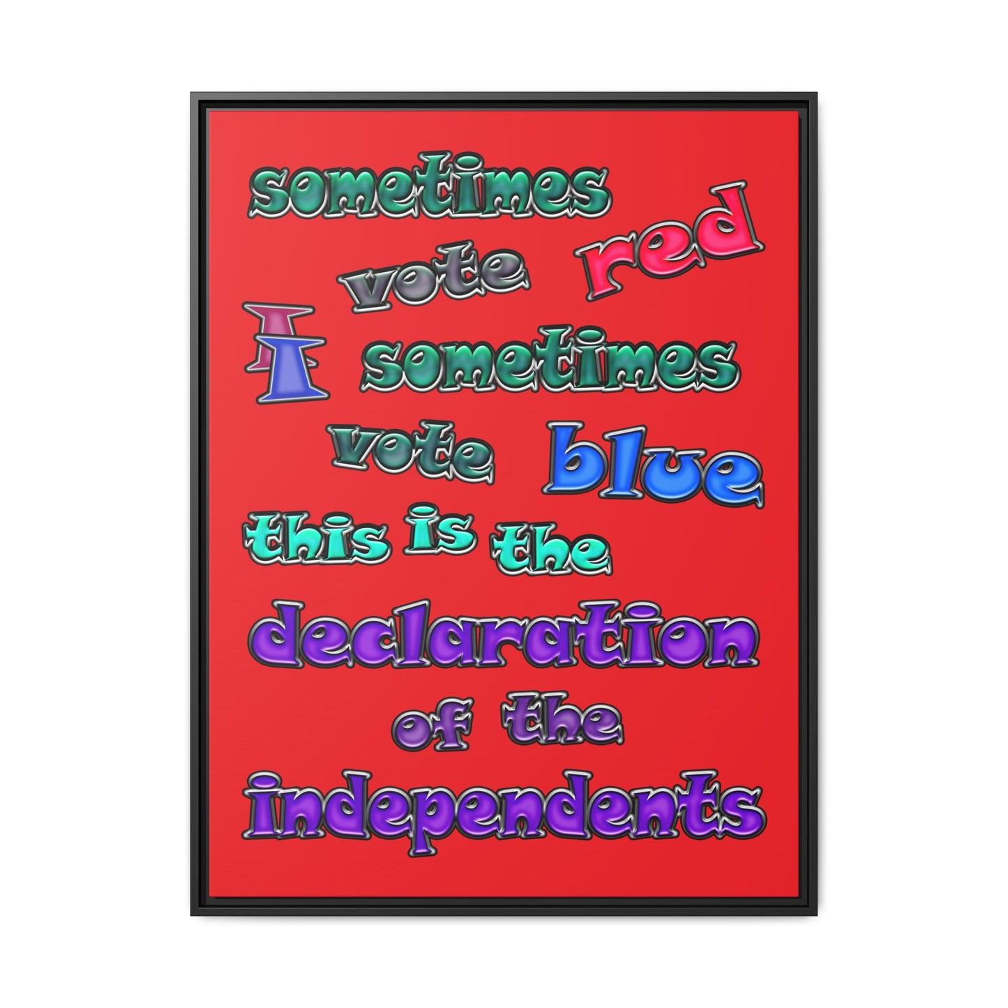 declaration of the independents - framed canvas art (red)