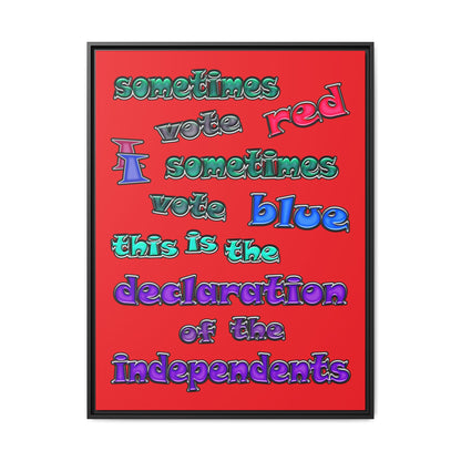 declaration of the independents - framed canvas art (red)