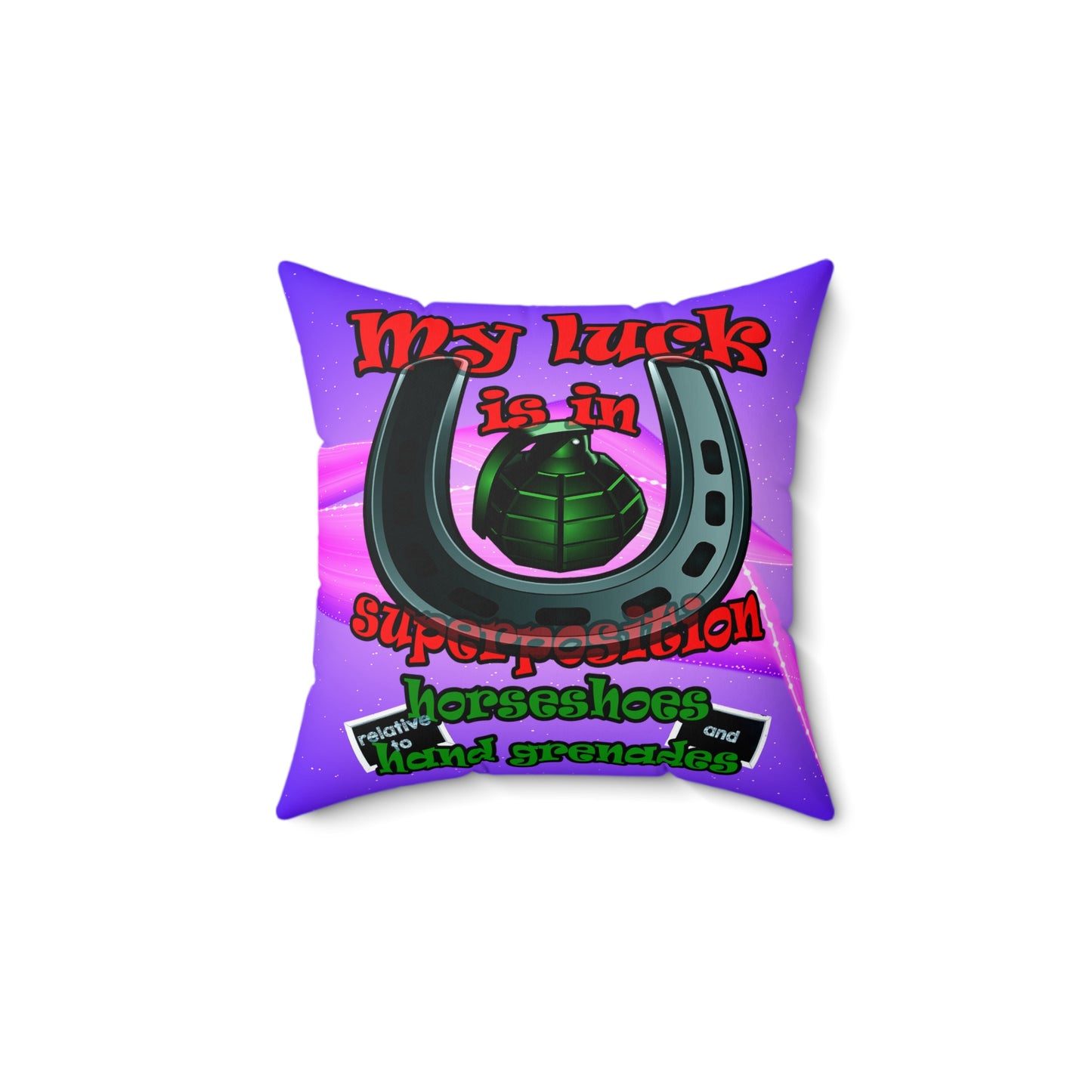 my luck - Spun Polyester Square Pillow - (purple-pink wave)